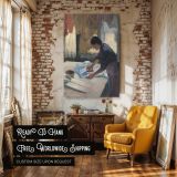 Working Woman Ironing by Edgar Degas - Blue Dress and Domestic Labor Scene canvas wall art - Image 3