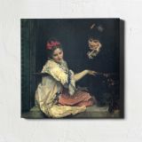 Young Girl with a Cat — room mockup view 1