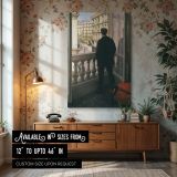 Young Man at Window by Gustave Caillebotte - Paris Balcony and Street View canvas wall art