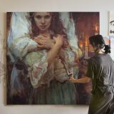Young Woman by Candlelight by Daniel Gerhartz — room mockup view 3