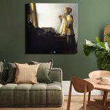 Young Woman with a Pearl Necklace (ca. 1663–1665) famous painting. by Johannes VERMEER — room mockup view 15