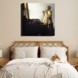 Young Woman with a Pearl Necklace (ca. 1663–1665) famous painting. by Johannes VERMEER — room mockup view 17