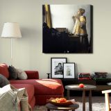 Young Woman with a Pearl Necklace (ca. 1663–1665) famous painting. by Johannes VERMEER — room mockup view 22