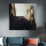 Young Woman with a Pearl Necklace (ca. 1663–1665) famous painting. by Johannes VERMEER — room mockup view 3