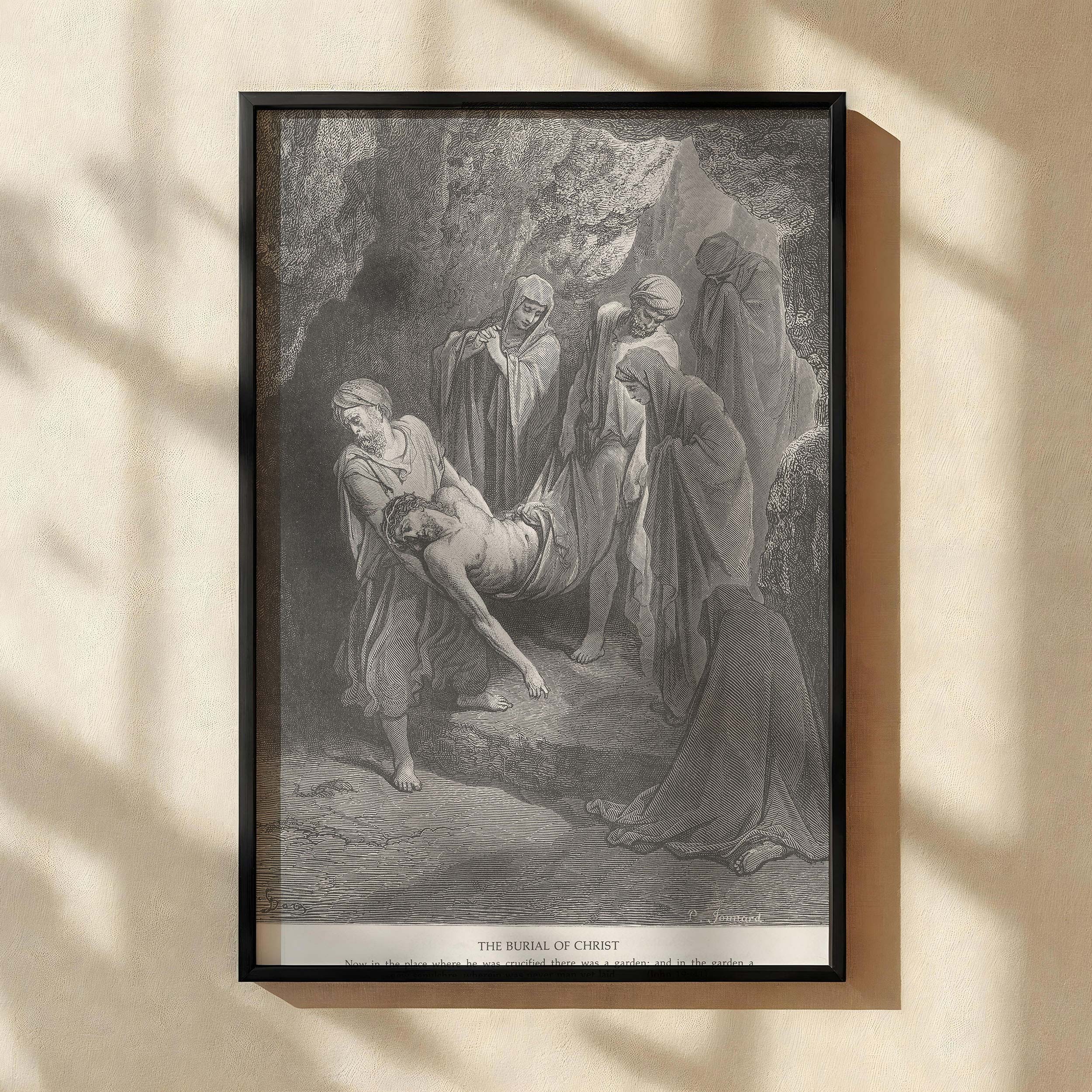 Jesus Is Buried - Tomb Scene with Disciples by Gustave Dore