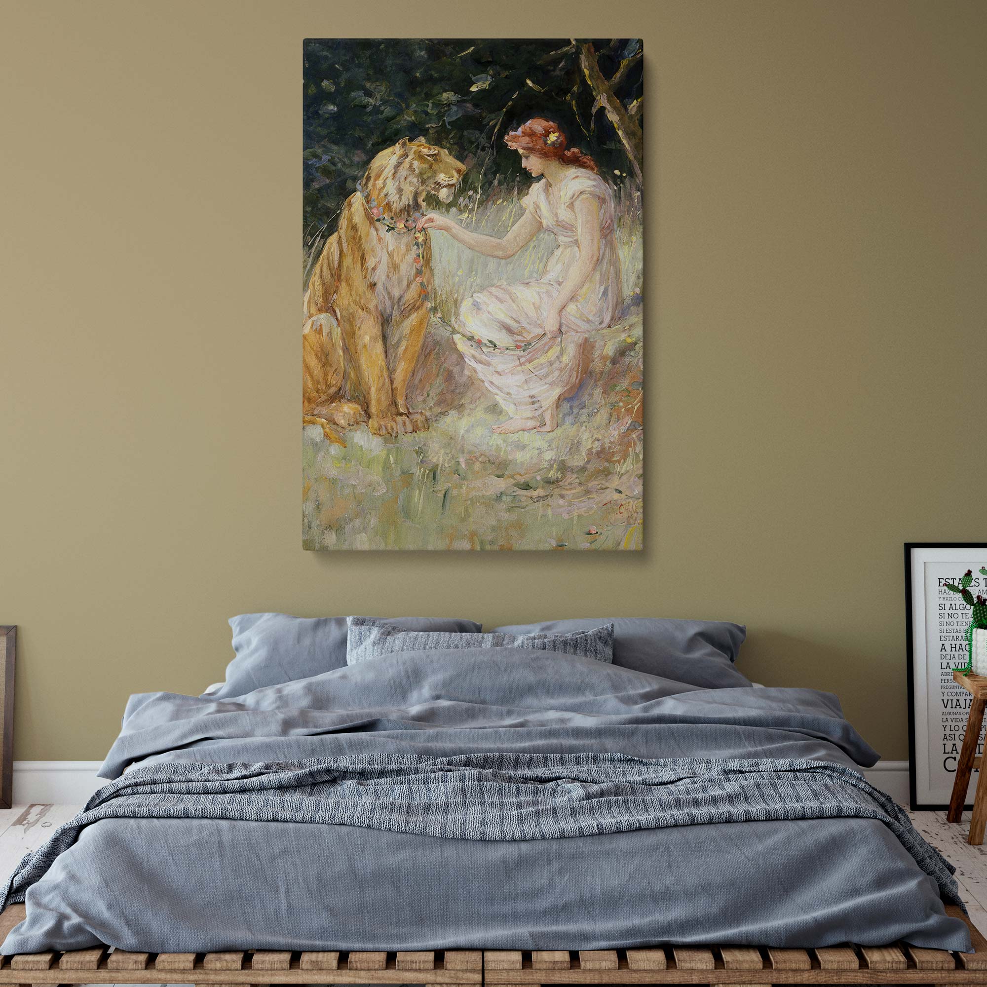 Lady and the Tiger - Romantic Fantasy Animal Scene by Frederick Stuart Church