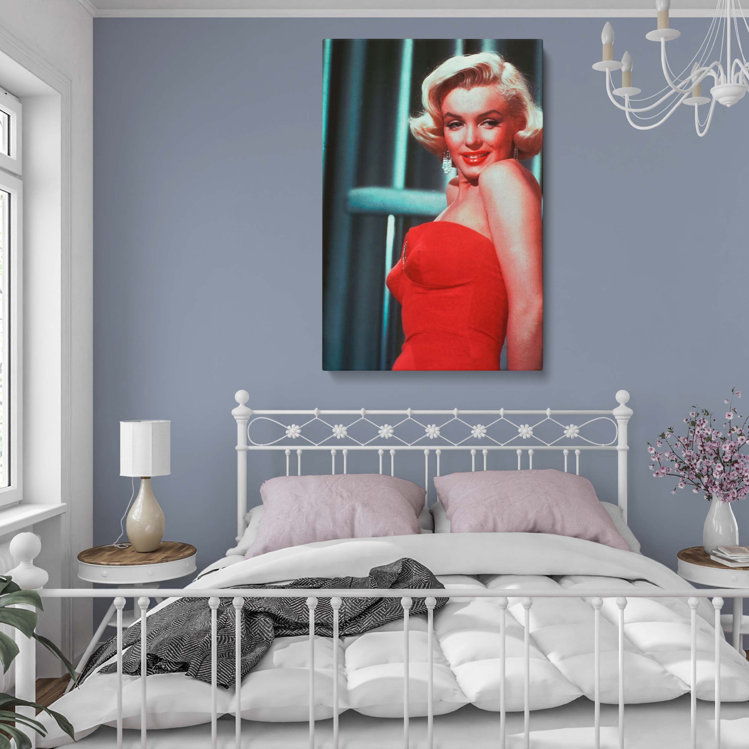 Marilyn Monroe Strapless Red Dress - Retro Canvas Wall Art for Movie Lovers