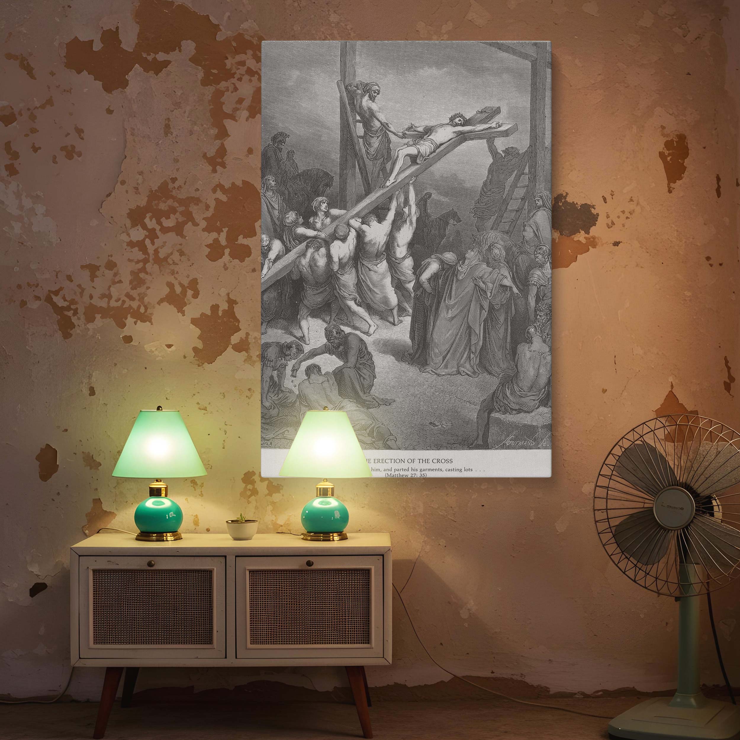 The Cross Is Raised - Christ's Crucifixion Engraving by Gustave Dore