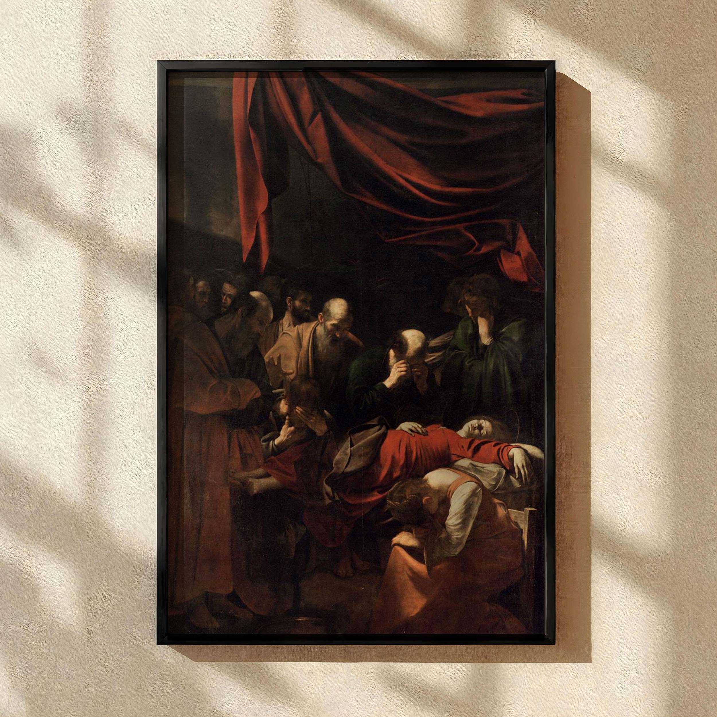 The Death of the Virgin - Caravaggio Religious Scene with Apostles and Sacred Light