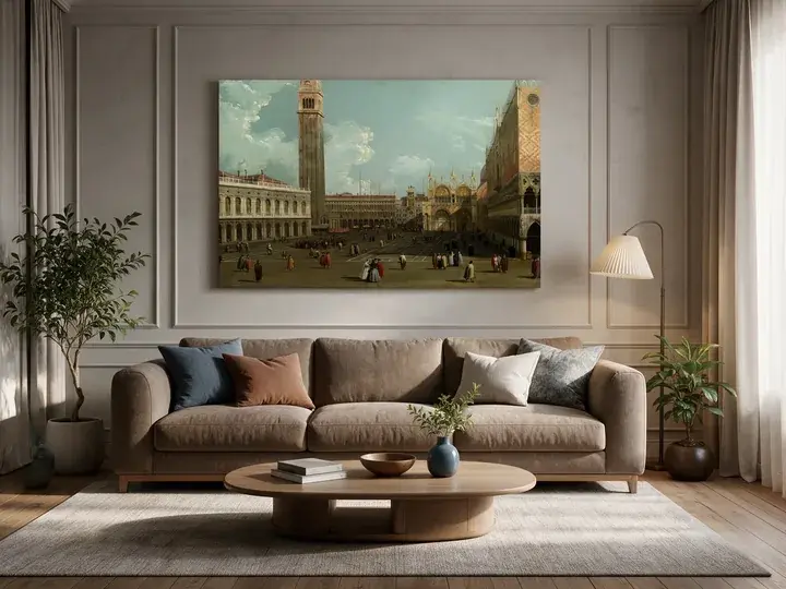 City and travel canvas art in a living room