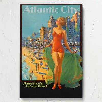 Atlantic City vintage railroad travel poster