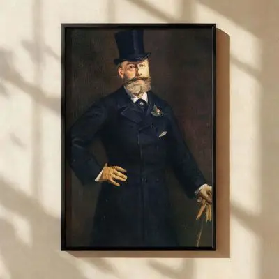 Antonin Proust by Edouard Manet - Black Coat with Top Hat and Brown Backdrop