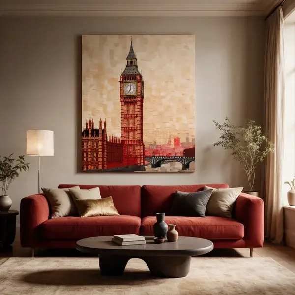 Big Ben London mosaic canvas in a living room