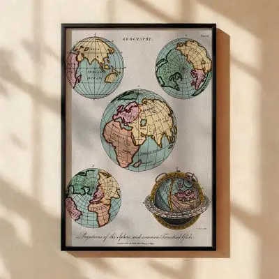 Antique world map canvas