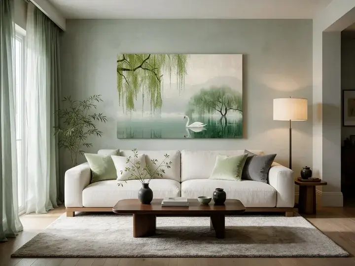 Calm and relaxing canvas in a neutral living room