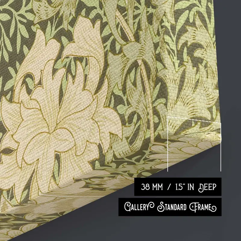 Catalogue close-up showing Chrysanthemum canvas texture and its stretched edge