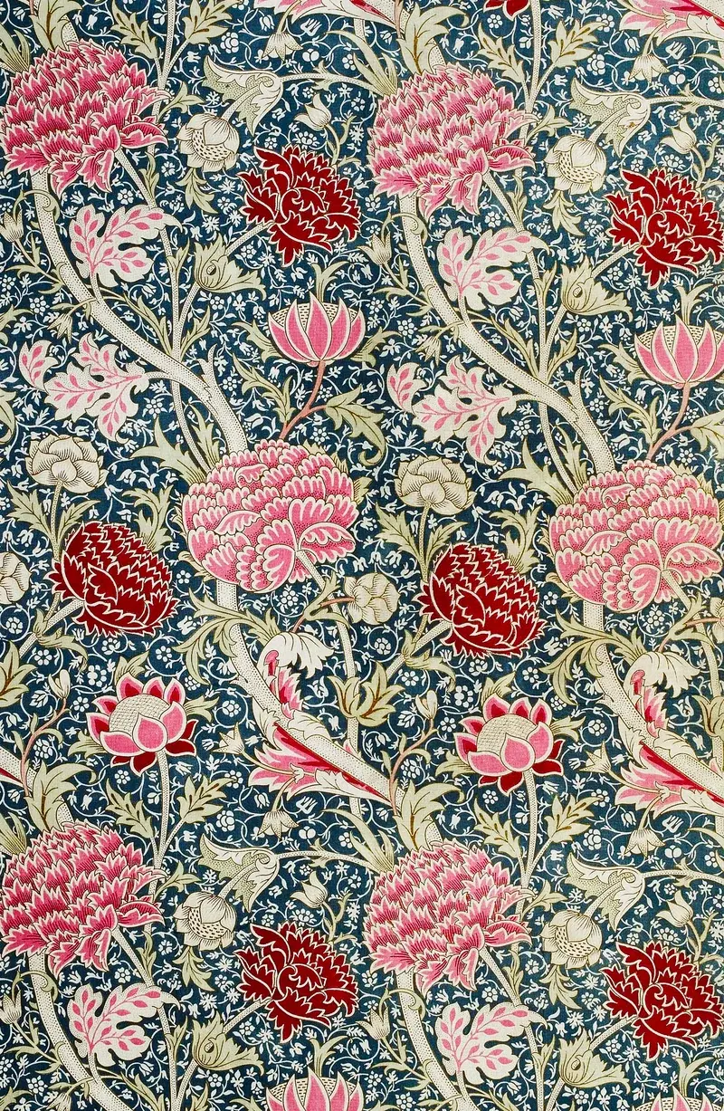 Close view of Cray with pink and red flowers against blue foliage