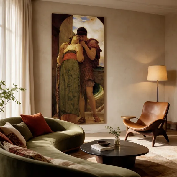 The Farewell Embrace by Frederic Leighton canvas in a living room