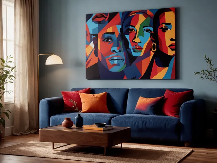 Bold colourful canvas in a vibrant living room